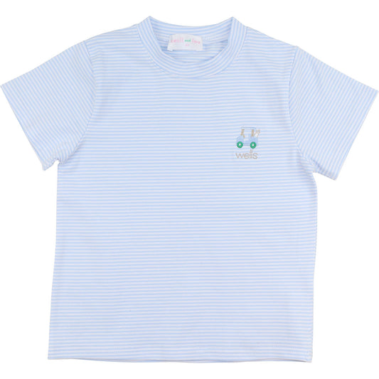 Blue Striped Knit Golf Cart Shirt