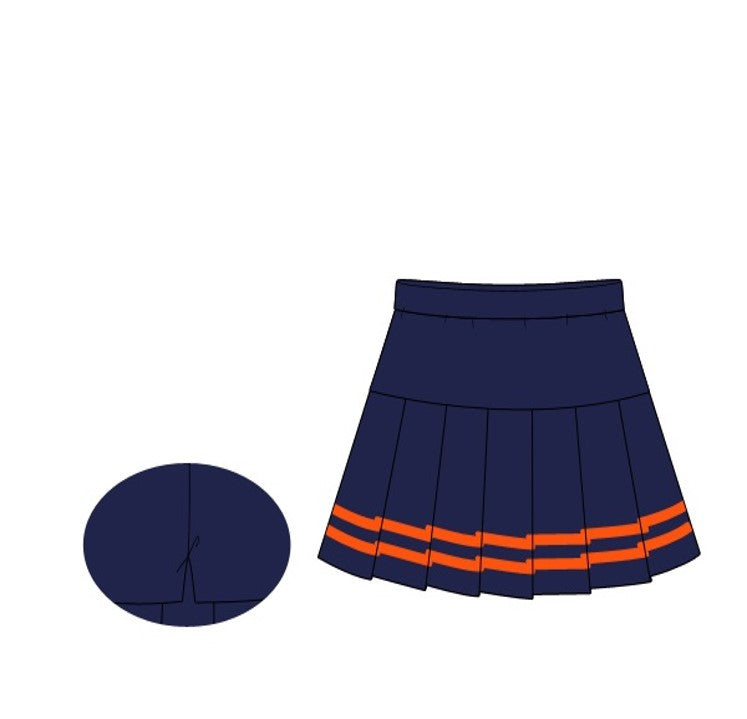 Navy And Orange Tennis Skirt