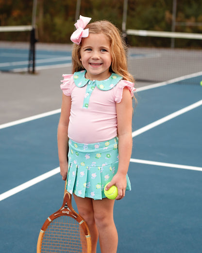 Pink And Green Floral Tennis Set