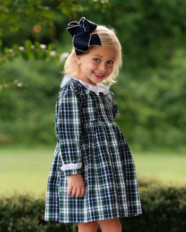 Navy And Green Plaid Dress