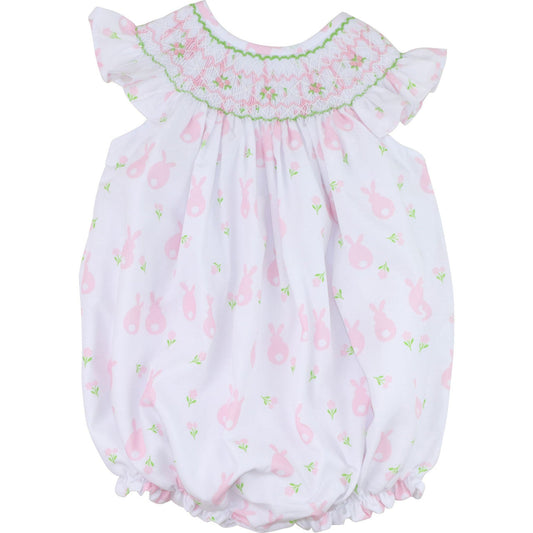 Pink And Green Smocked Bunny Bubble