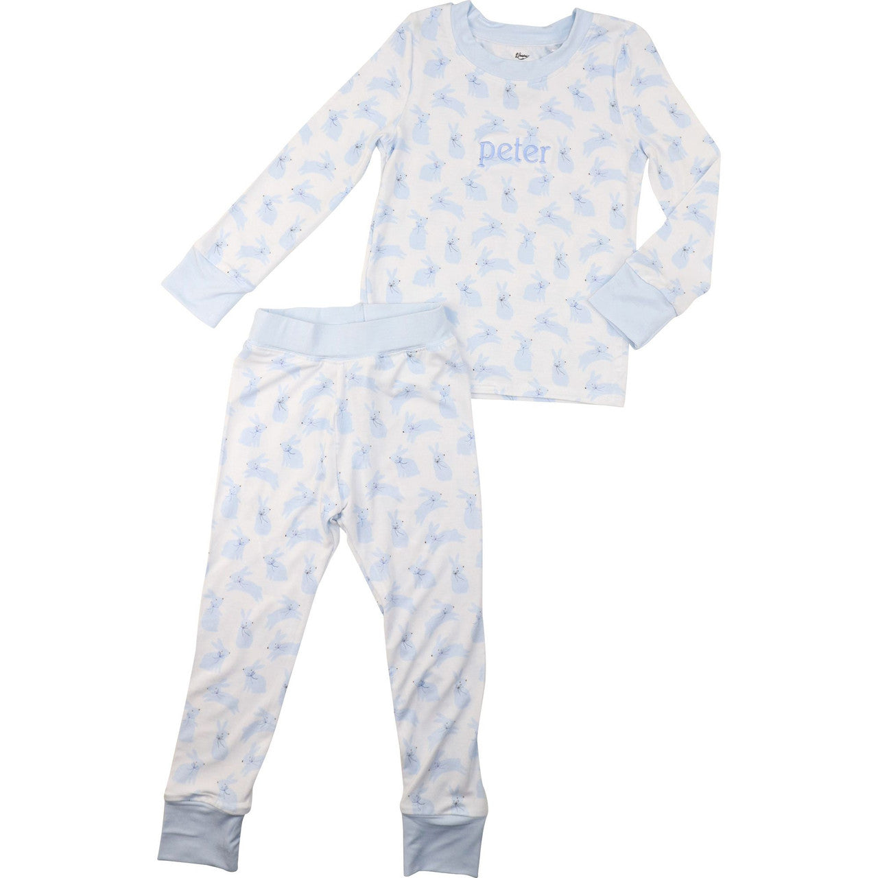 Blue Bunnies Bamboo Knit Pajamas