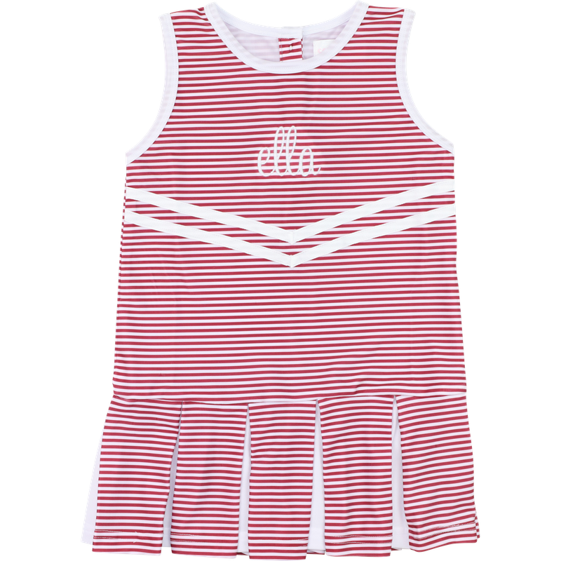 Maroon Sriped Lycra Tennis/Cheer Dress