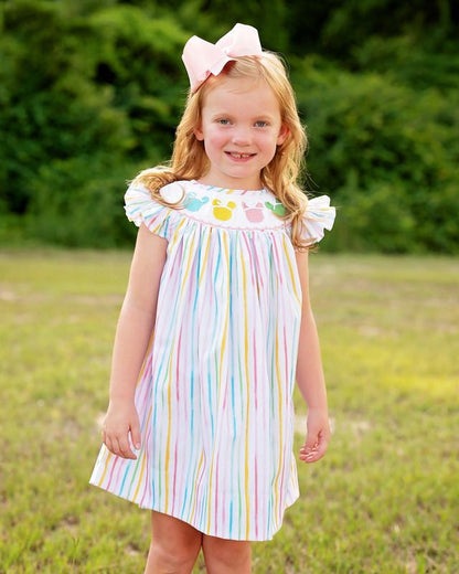 Pastel Striped Smocked Mouse Ears Dress