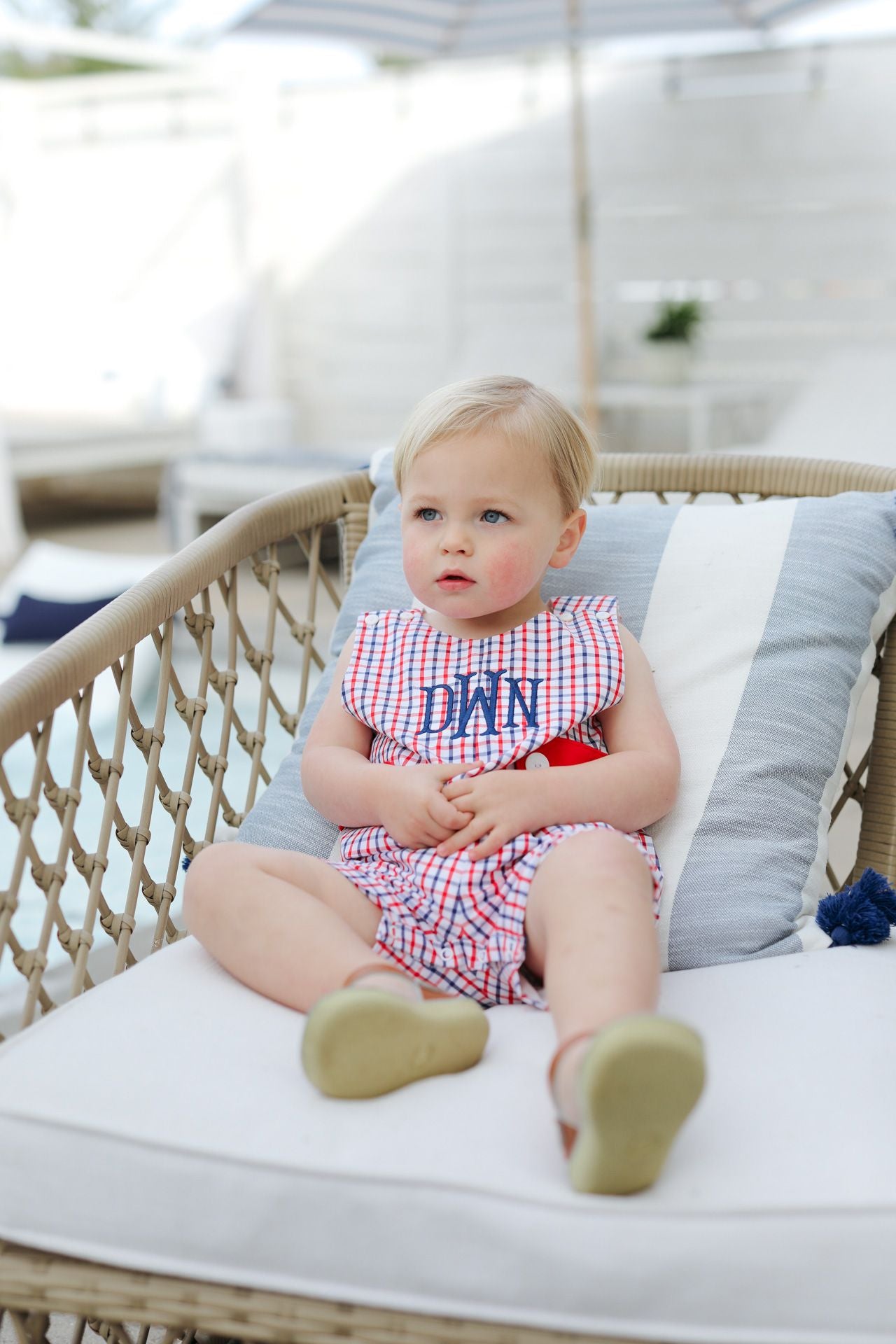 Red And Navy Windowpane Jon Jon