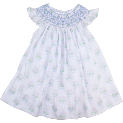 Blue Smocked Birthday Cake Dress