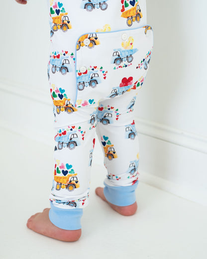 Valentine Dump Truck Knit Zipper Pajamas