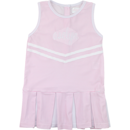 Pink Striped Lycra Tennis/Cheer Dress