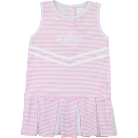 Pink Striped Lycra Tennis/Cheer Dress