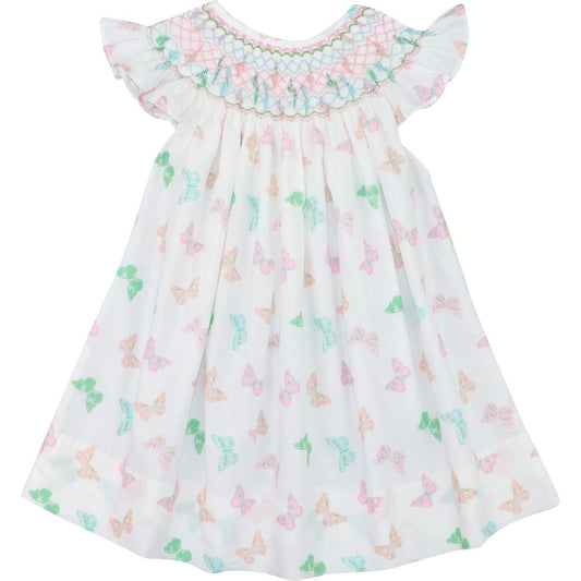 Pink And Blue Smocked Butterfly Dress