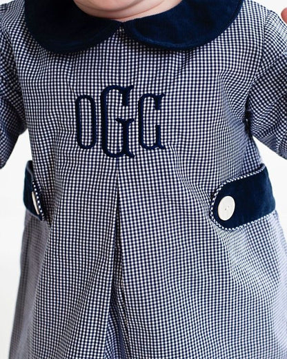 Navy Gingham And Corduroy Bubble