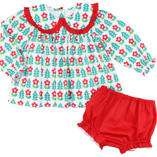 Holiday Floral Block Diaper Set