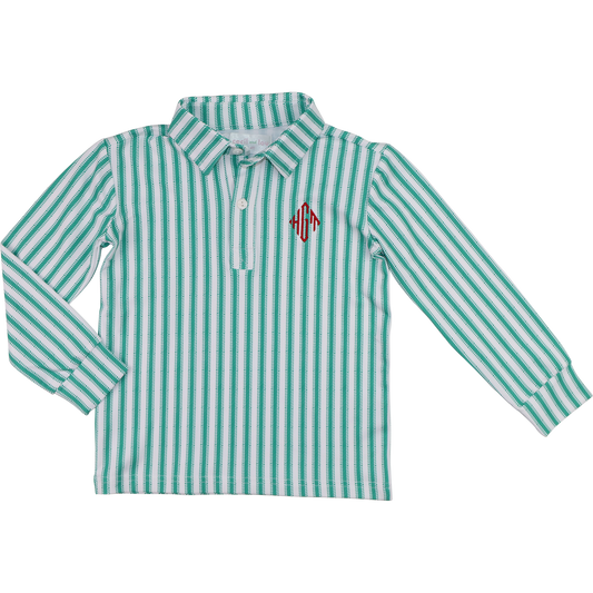 Green And White Knit Polo