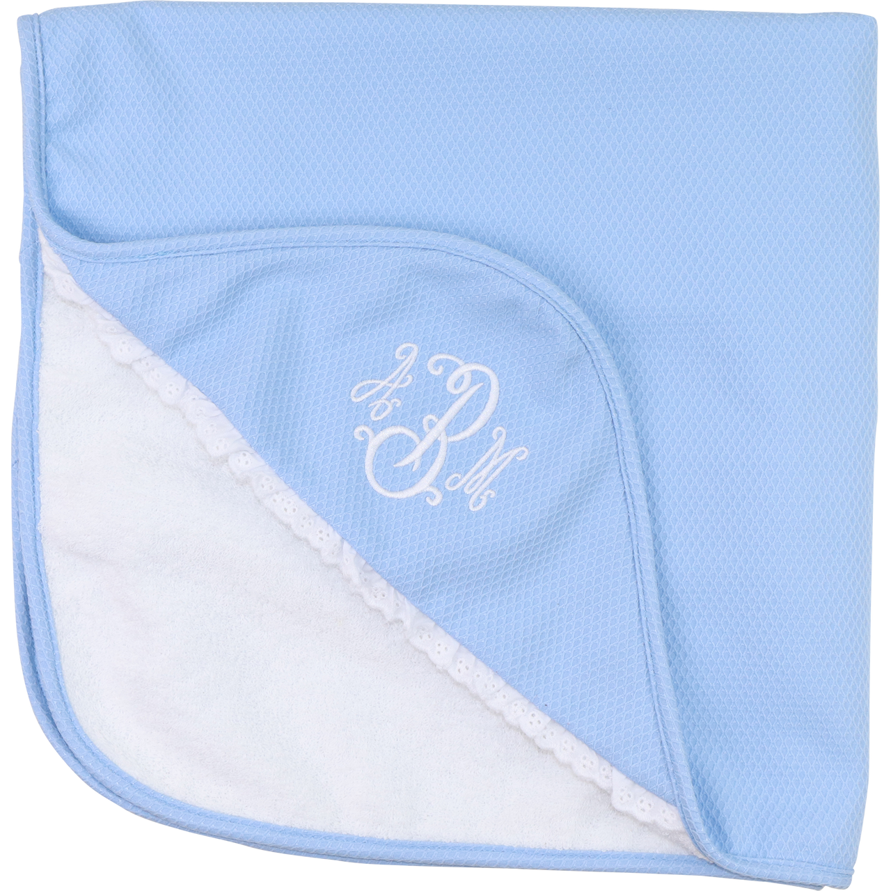 Blue Honeycomb Eyelet Hooded Towel