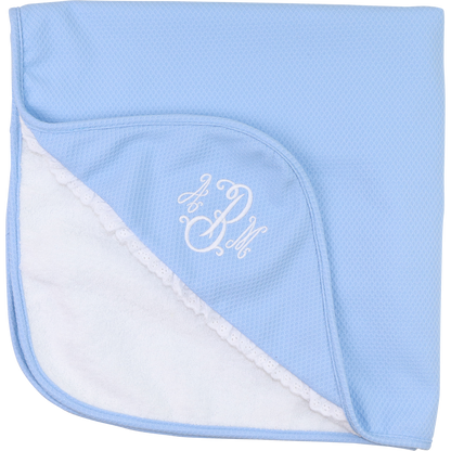 Blue Honeycomb Eyelet Hooded Towel