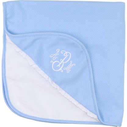 Blue Honeycomb Eyelet Hooded Towel