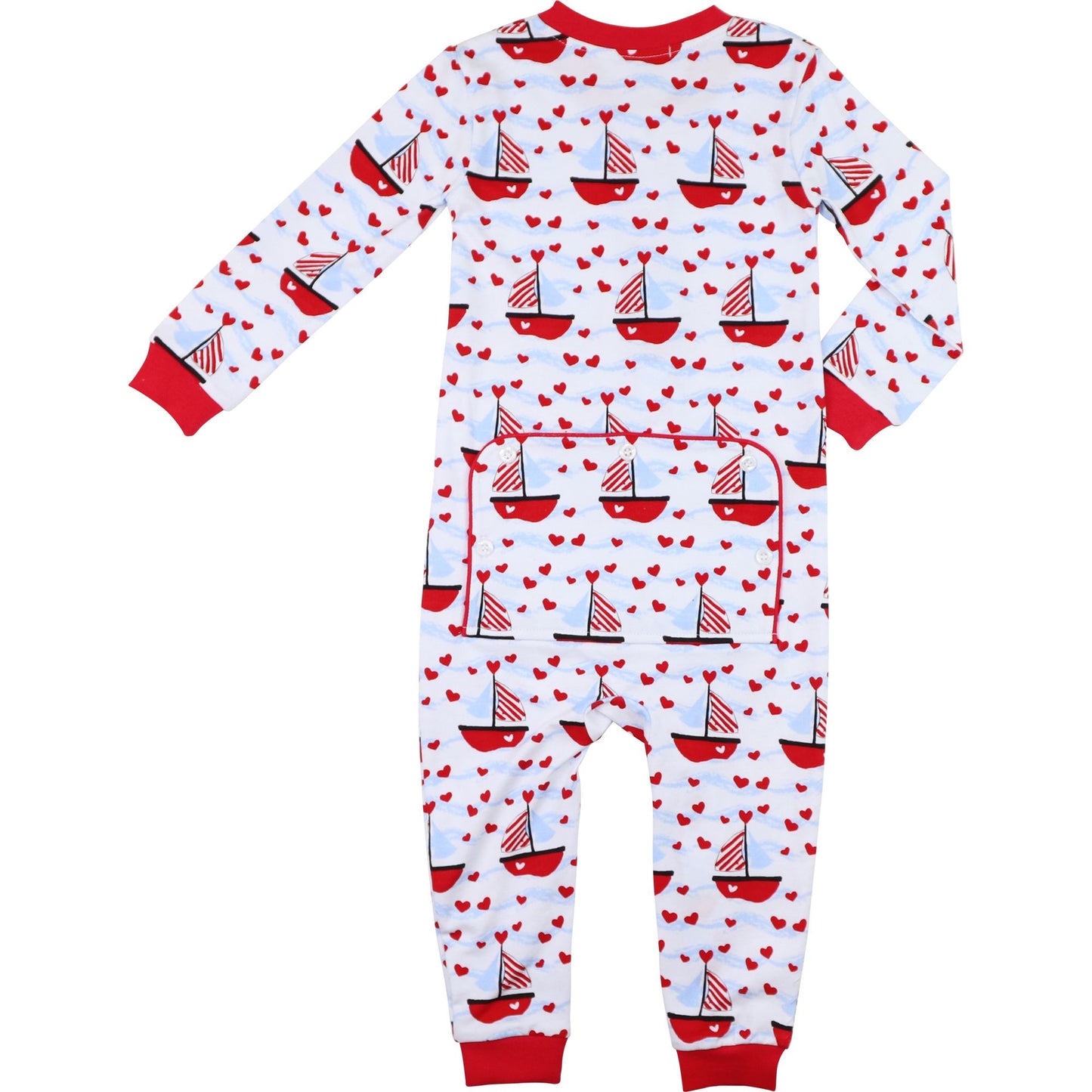 Valentine Sailboat Knit Zipper Pajamas