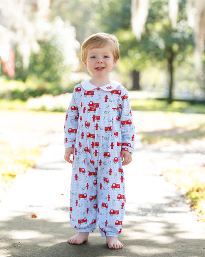 Valentine Firetruck Knit Long Romper