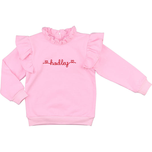 Pink Ruffled Sweatshirt