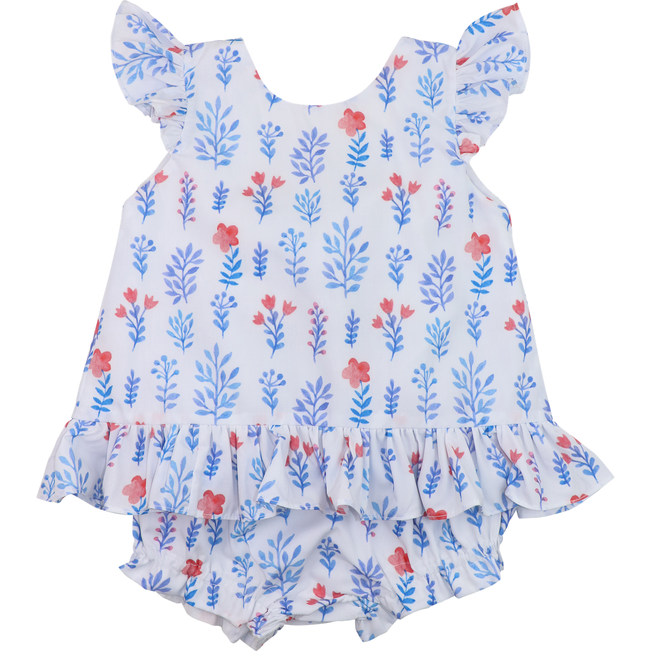 Blue And Red Floral Diaper Set