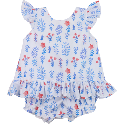 Blue And Red Floral Diaper Set