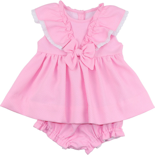 Pink Honeycomb Eyelet Bow Diaper Set