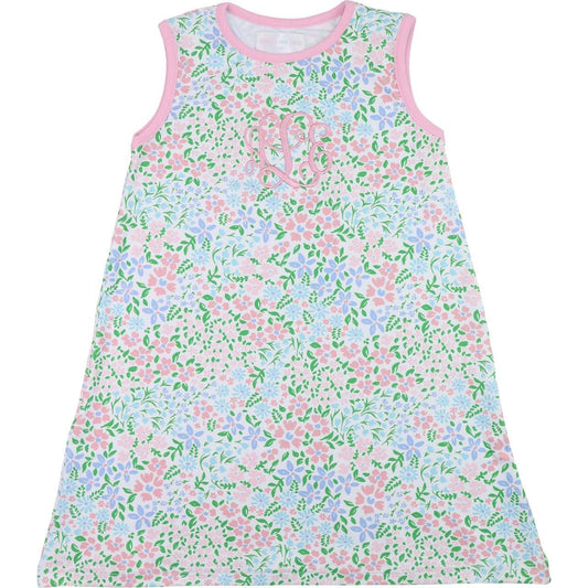 Pink And Blue Floral Knit Play Dress