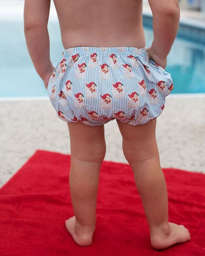 Blue Stripe Santa Swim Bloomer