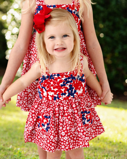 Red And Navy Embroidered Fiesta Diaper Set