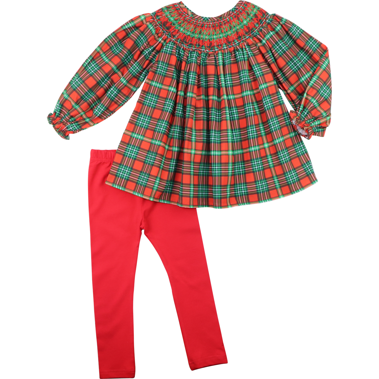 Smocked Holiday Plaid Legging Set