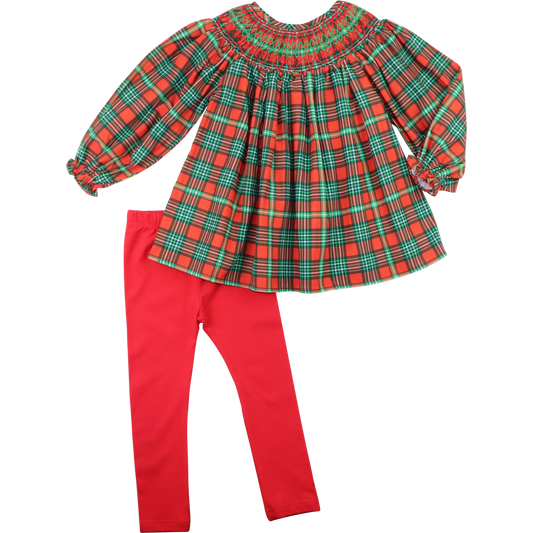 Smocked Holiday Plaid Legging Set