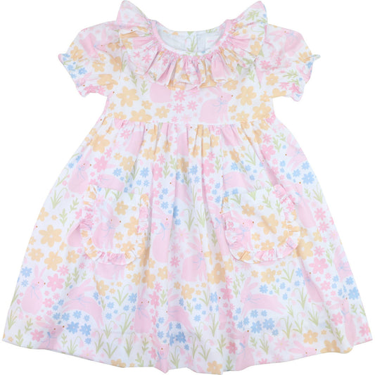 Pastel Smocked Bunny Pocket Dress