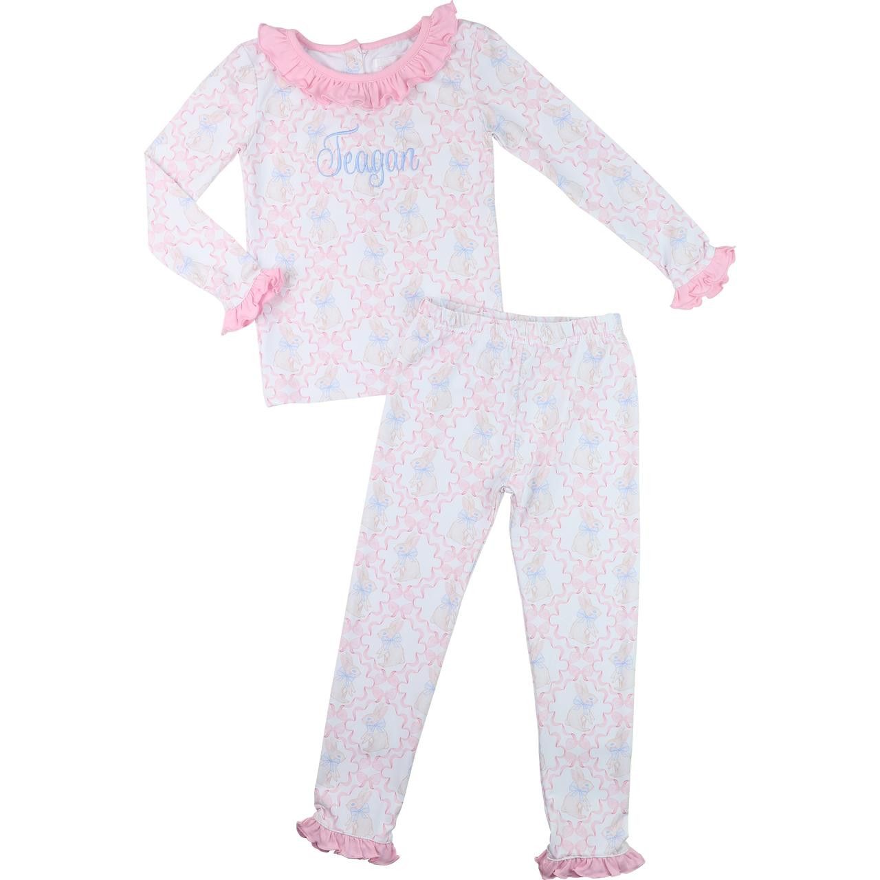 Pink Bunny And Ribbon Knit Pajamas