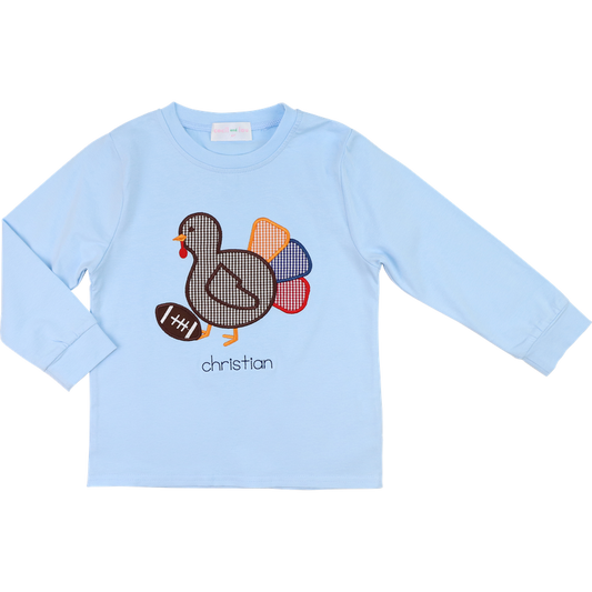 Blue Knit Football Turkey Shirt