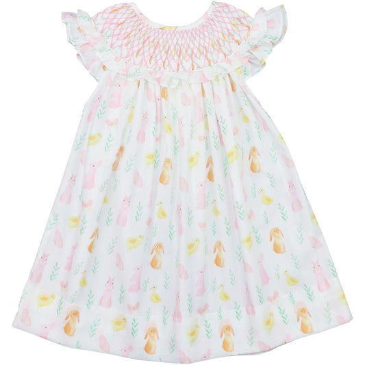 Pink Smocked Sweet Bunnies Dress