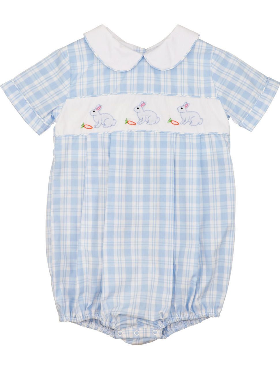 Blue Plaid Bunnies And Carrots Bubble