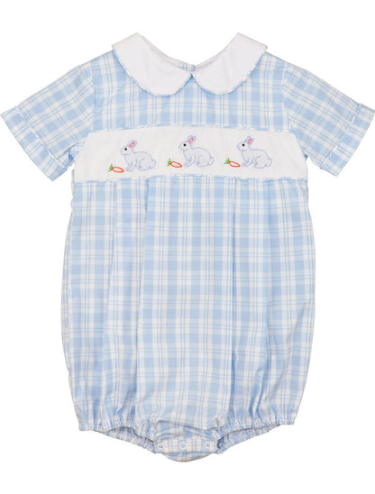 Blue Plaid Bunnies And Carrots Bubble