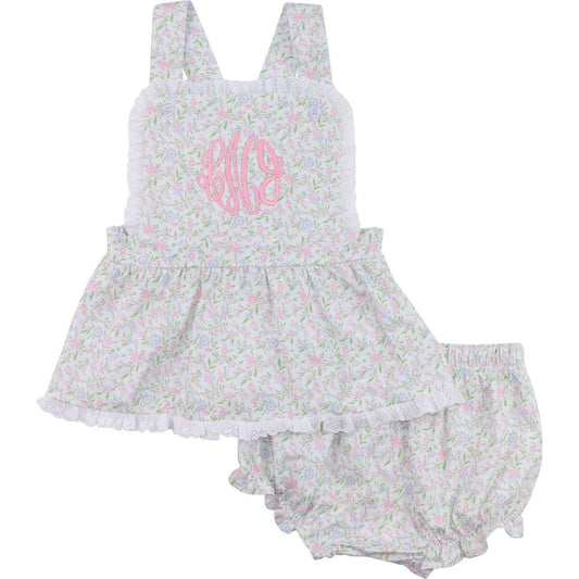 Pink Petite Floral Eyelet Diaper Set