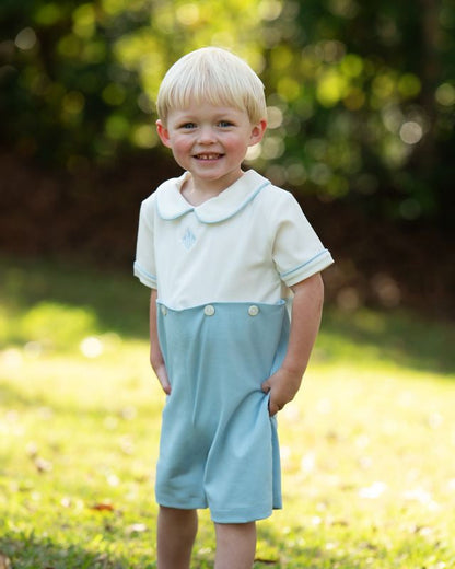 Blue And Ivory Short Romper