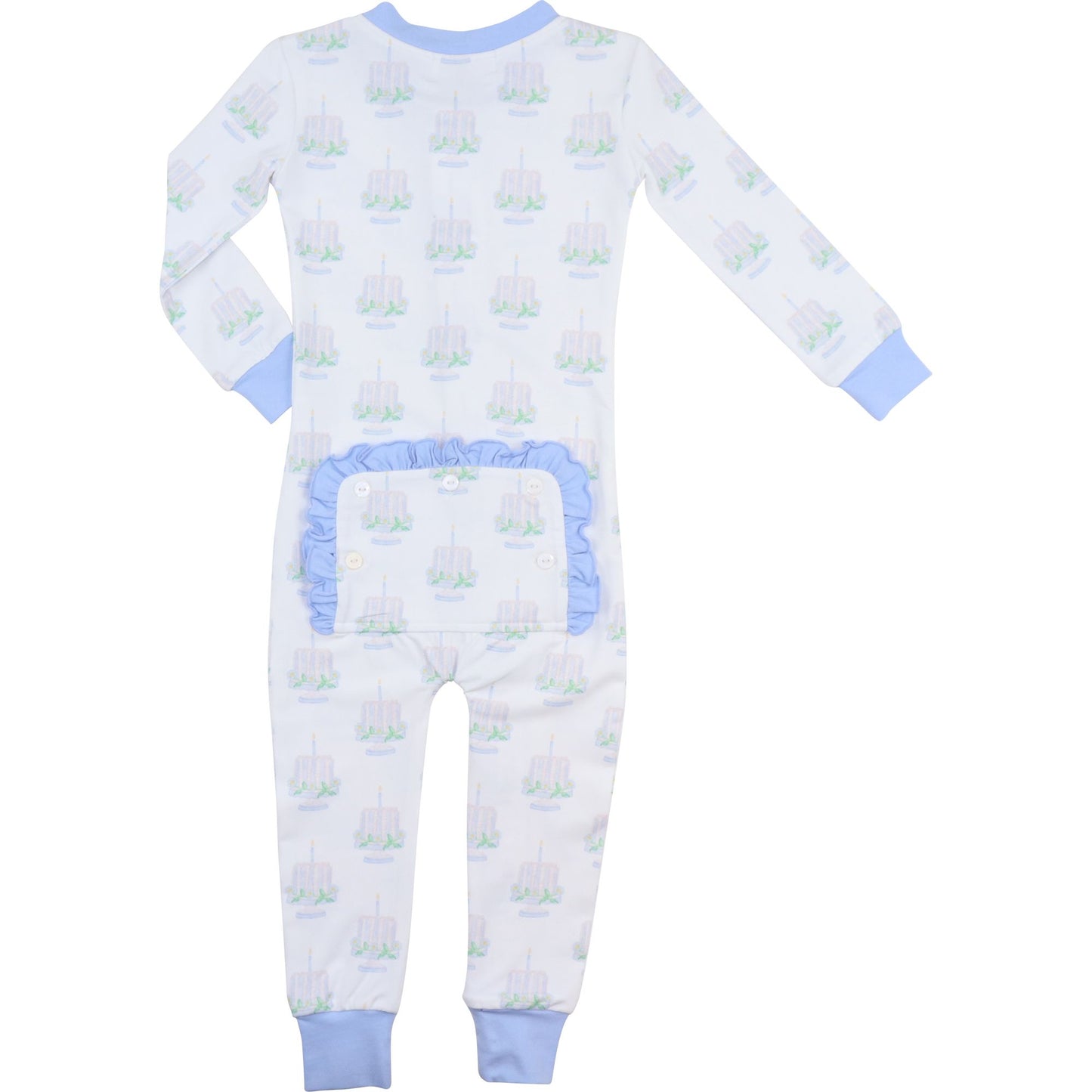 Blue Birthday Cake Knit Zipper Pajamas