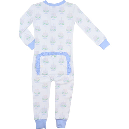 Blue Birthday Cake Knit Zipper Pajamas