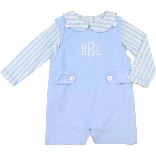 Blue Corduroy Herringbone Striped Jon Jon Set