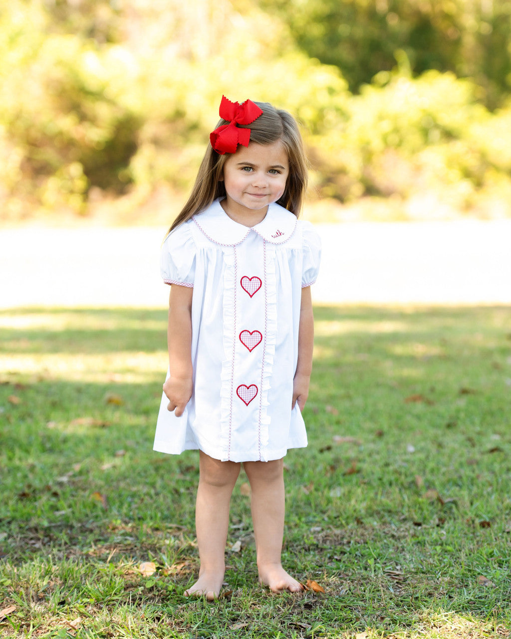 White Applique Hearts Dress