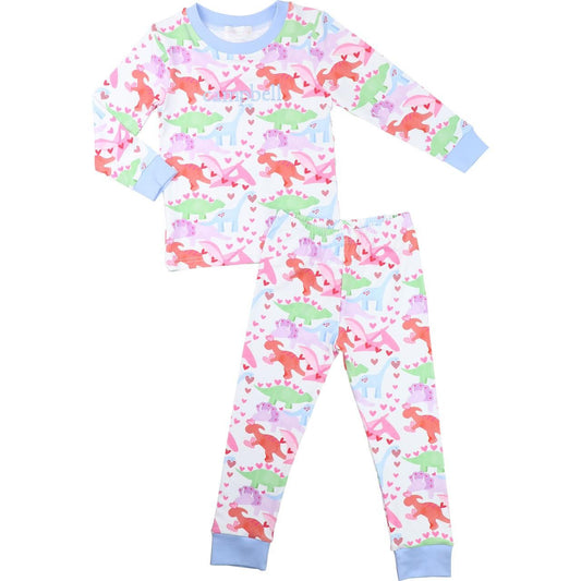 Valentine Dinosaur Knit Pajamas