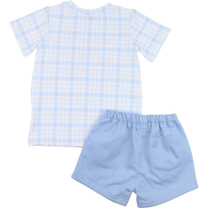 Plaid Smocked Bunnies Short Set