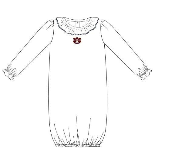 Officially Licensed Knit Ruffled Auburn Baby Gown