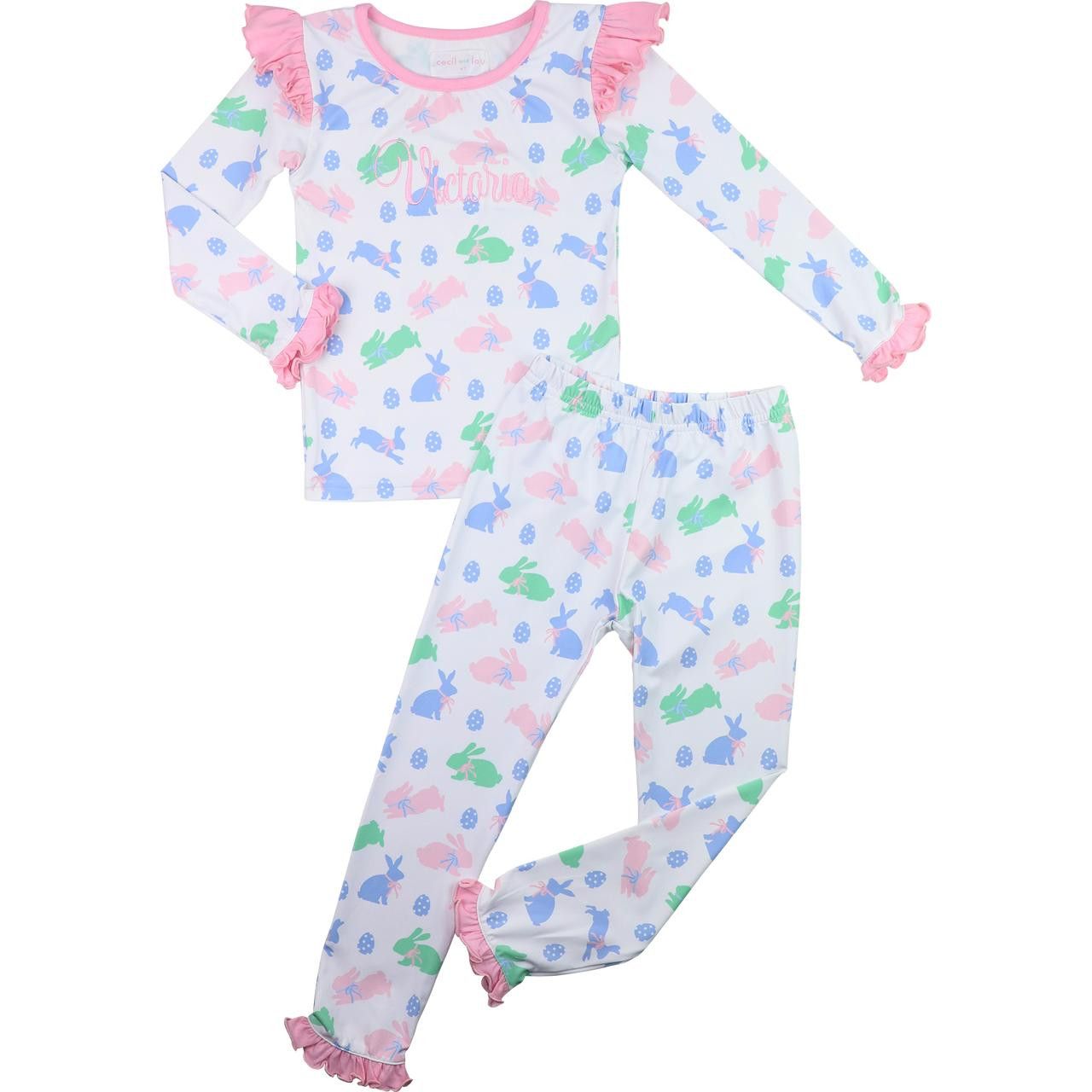 Pink Bunnies And Eggs Knit Pajamas