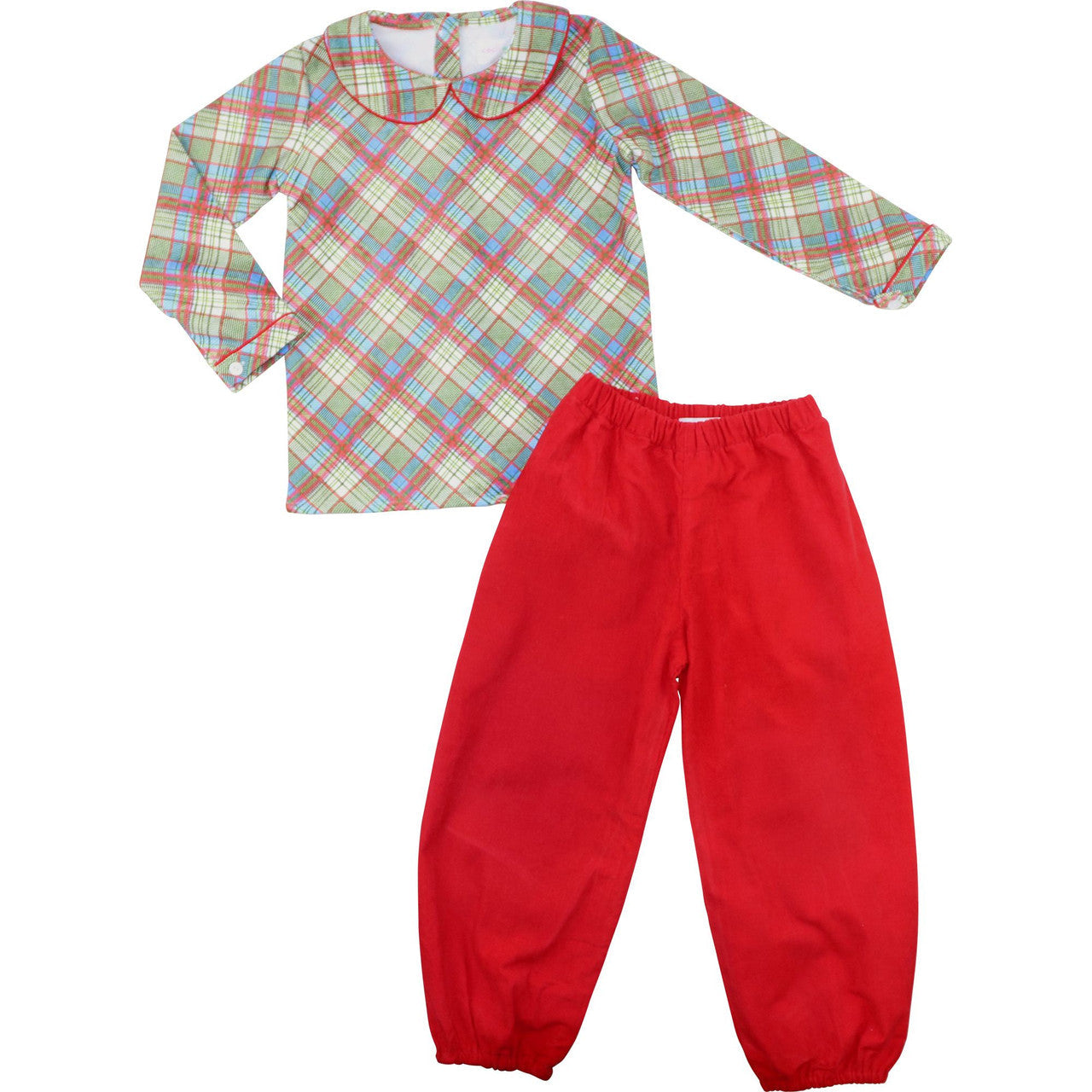 Corduroy Plaid Ankle Pant Set