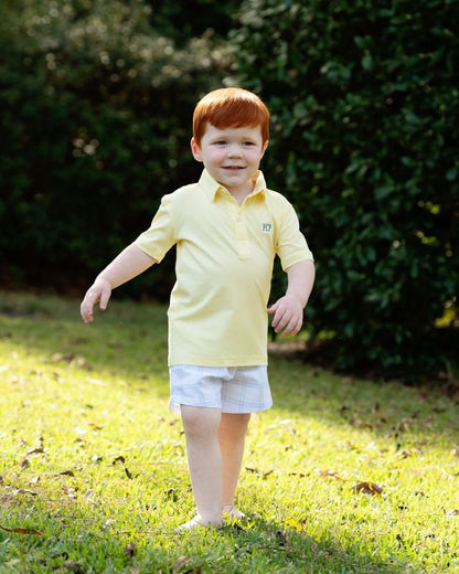 Blue And Yellow Windowpane Polo Short Set