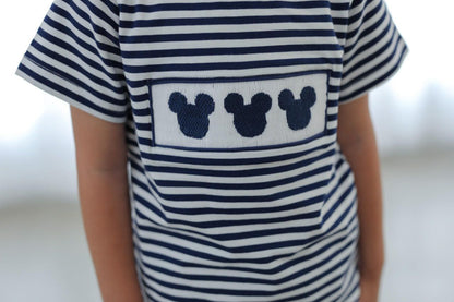 Navy Smocked Mouse Ears Short Set